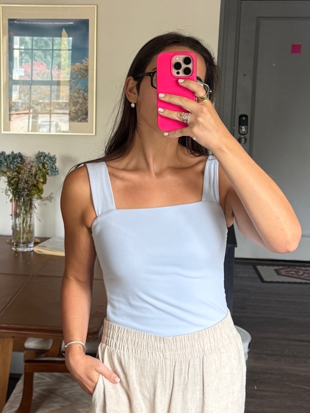 Abercrombie & Fitch Soft A&F Collection Light Blue Square Neck Bodysuit Size M